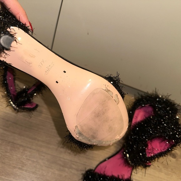 Oscar Tiye Black Glitter Heels in 37 1/2 - Picture 10 of 12